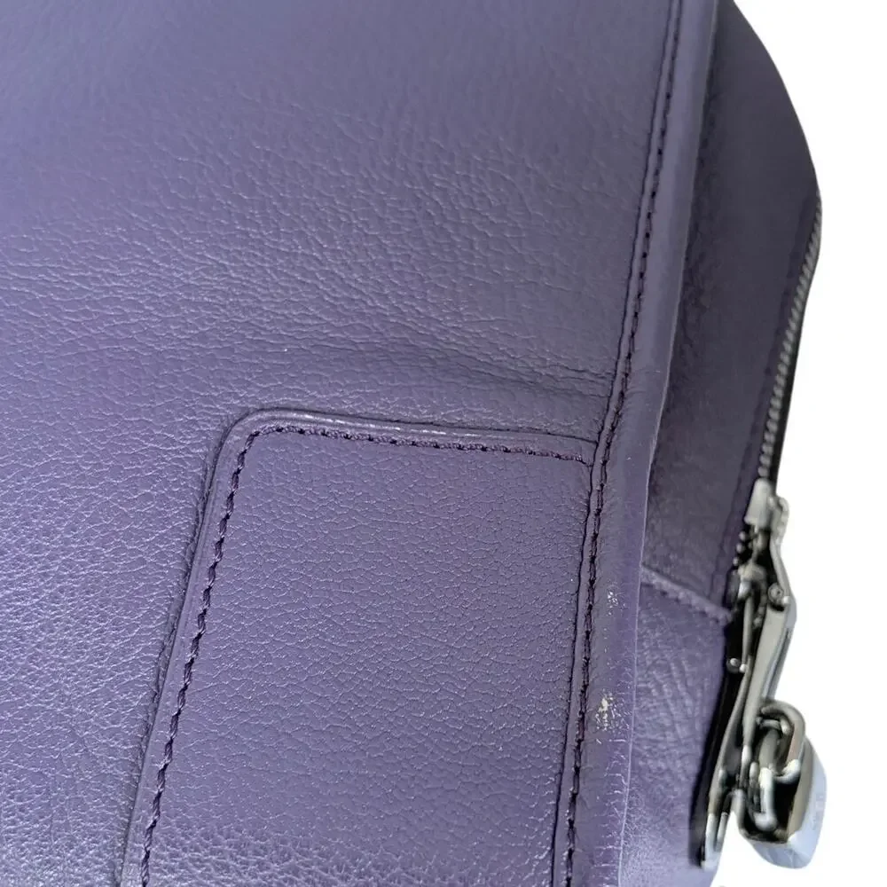 Loewe Amazona 36 Purple Leather Top Handle Bag Silver Hardware COA Dustbag Keys